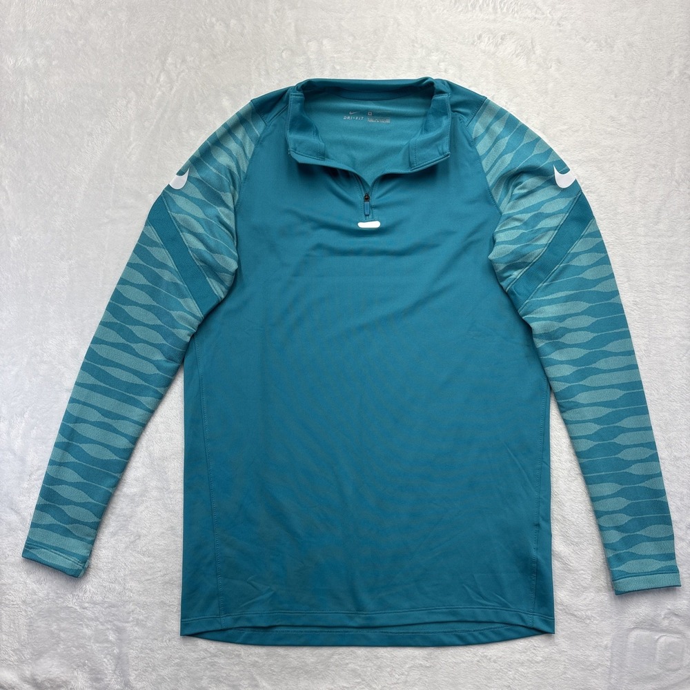 Nike Dri-Fit Element 1/4 Zip Running Top Womens M Teal Geometric Sleeve Sport